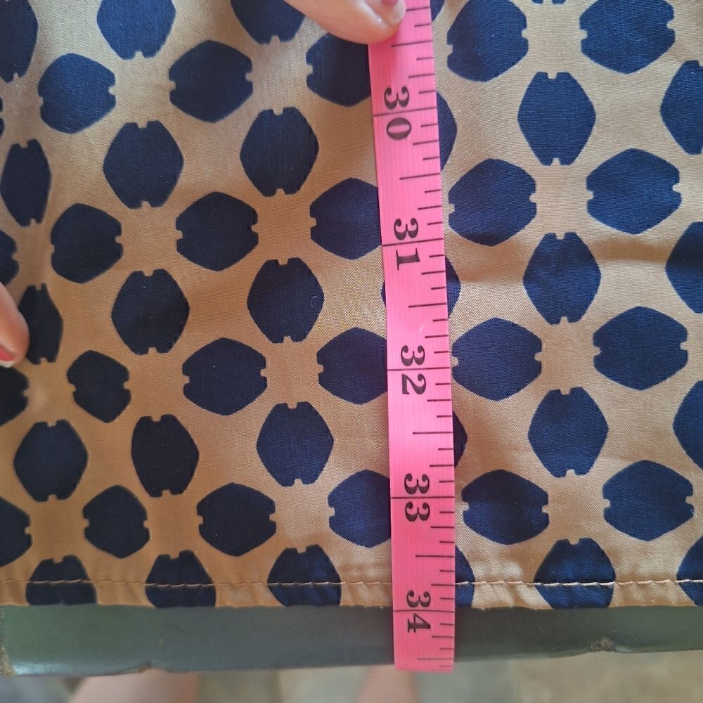 Anthropologie Everly polka dot shift dress small tan and blue - Picture 5 of 7